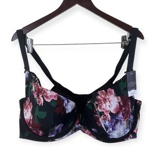 Cacique Lightly Lined French Balconette Bra Floral Print Women’s Size 46DDD NWT
